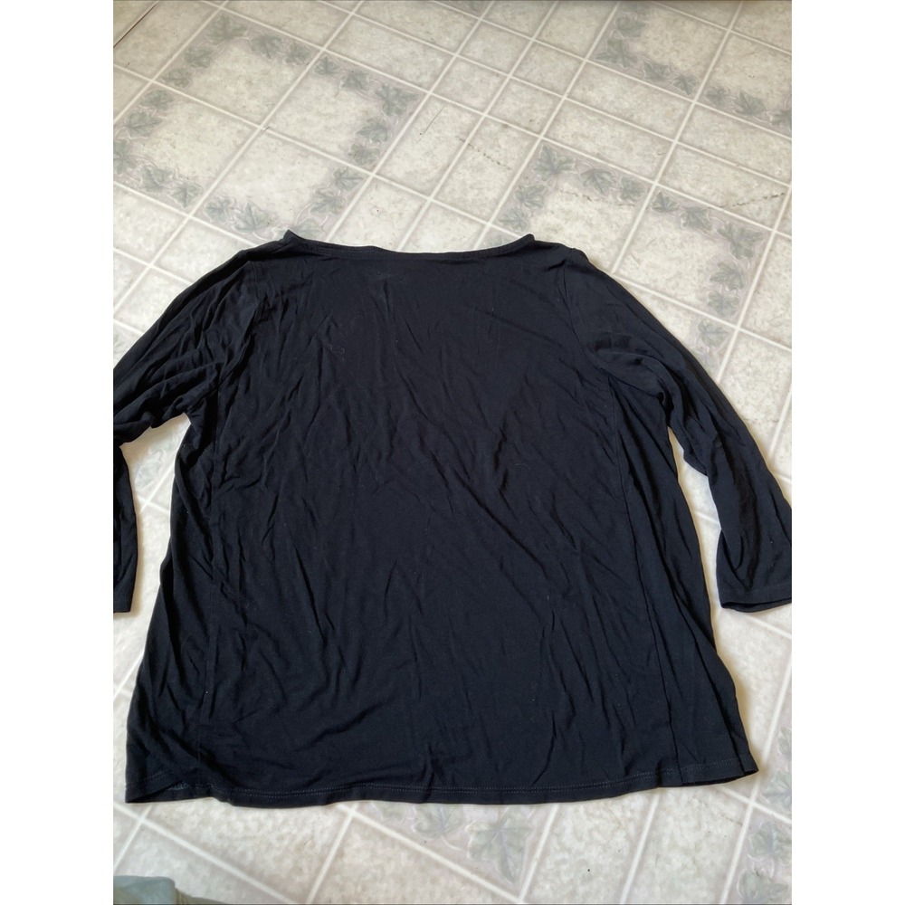 J Jill Wearever Collection Black Soft Size Medium Solid 3/4 sly lagenlook Goth